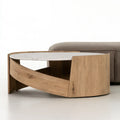 Mesa de centro con tablero rectangular y base curva - beige