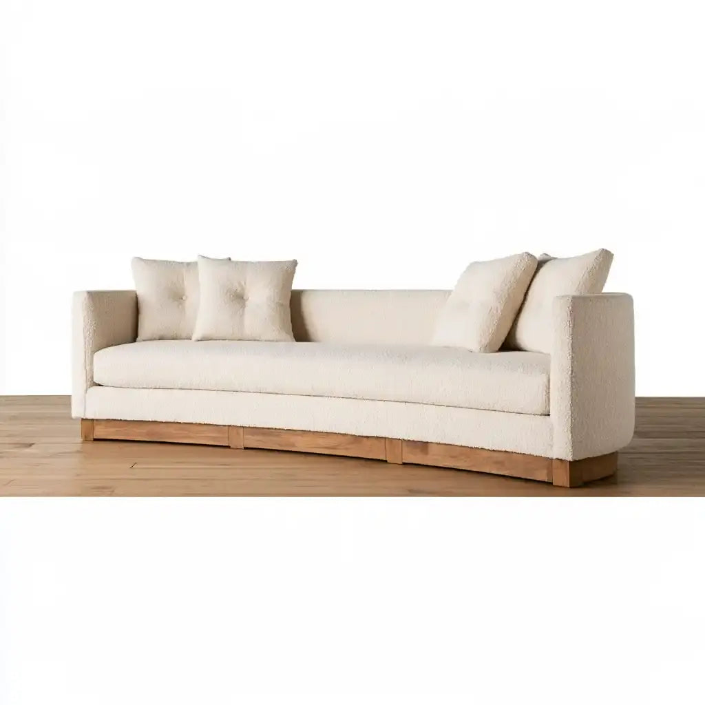 Sofá con respaldo bajo y base continua - beige/marrón