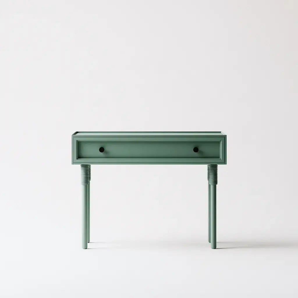 Consola con cajón largo y patas torneadas - verde