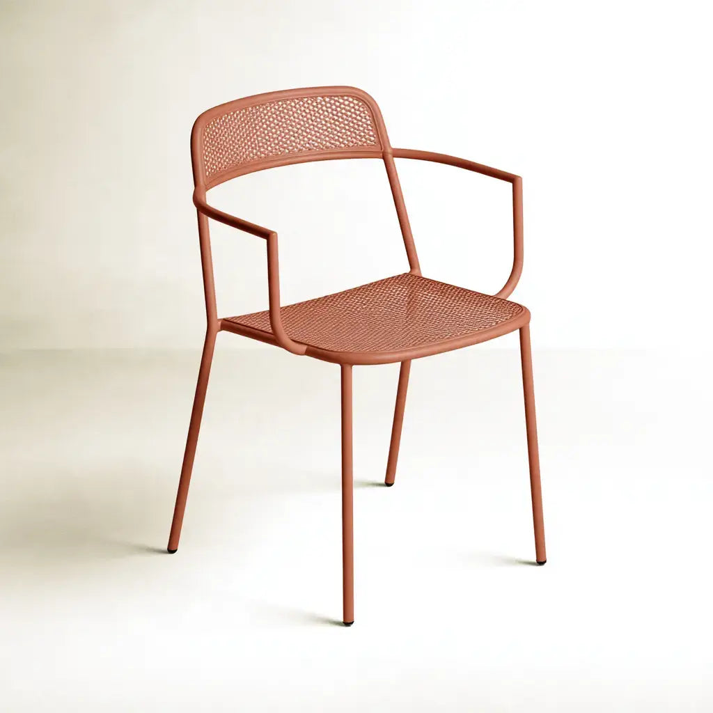 Silla con brazos rectos y patas finas - rosa