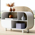 Aparador con cuerpo ovalado y huecos abiertos - beige/blanco