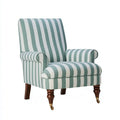 Sillón con tapizado de rayas y patas torneadas - verde/blanco