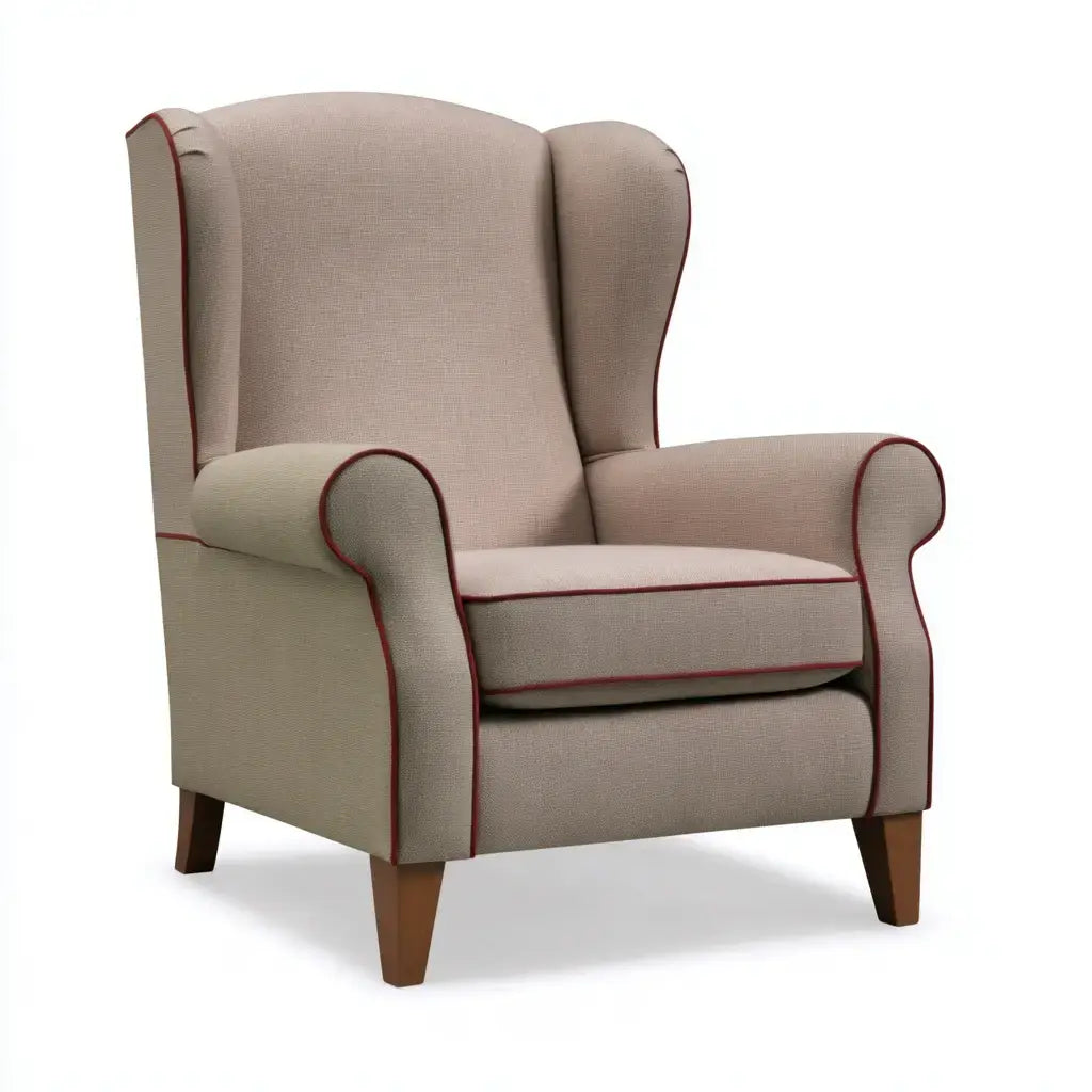 Sillón orejero con brazos redondos - marrón