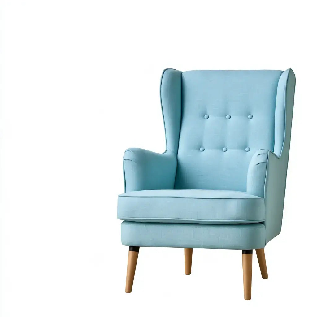 Sillón orejero con respaldo de botones - azul
